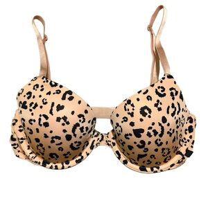 Victoria’s Secret Demi Lined Cheetah Print Padded Bra Size 34C Nude